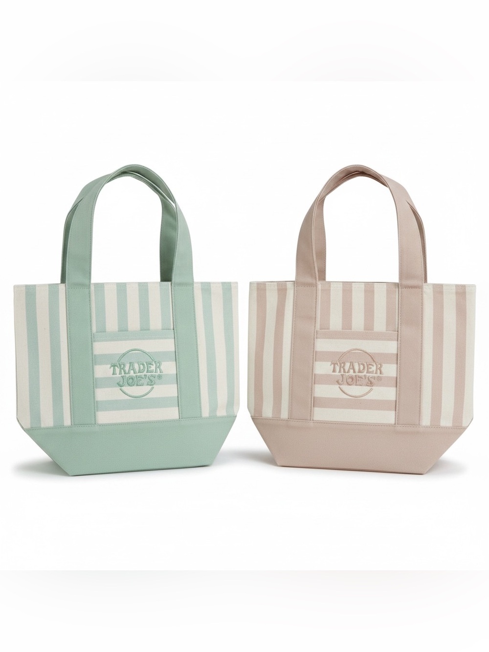 Trader Joe’s Pastel Striped Mini Canvas Pink and Mint Limited Edition NWT